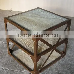 INDUSTRIAL METAL AND ROUGH WOOD SHELF thumbnail-1