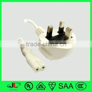 BSI Approval 3 Pin Plug UK BS 3 Pin Power Plug With Fuse and AC 2 Core Flat Electric Cable and C7 Plug thumbnail-1