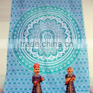 Hippie Indian Mandala Tapestry Wall Hanging Wholesale Cotton Blue Mandala Wall Decor Queen Size Tapestries Bedspread Supplier thumbnail-1
