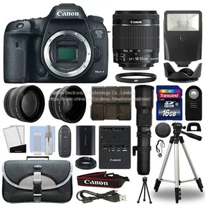 Canon 7D Mark II DSLR Camera+ 4 Lens 18-55mm IS STM + 500mm + 16GB Telephoto Kit thumbnail-1