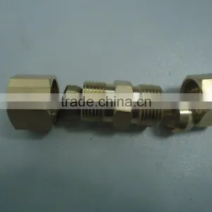 Brass Two Ferrule Tube Fitting , Consists of Three Parts: Body, Cutting Ring and Nut. thumbnail-1