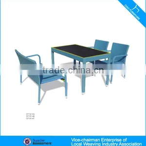 Outdoor Rattan Furniture Cafe Set Coffee Table And Chairs thumbnail-2