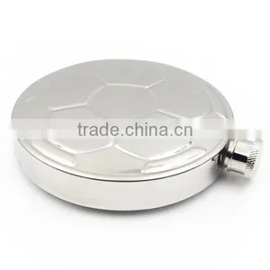 4.5 OZ Stainless Steel Flagon Football Style Bright Polished Circular Flagon thumbnail-2