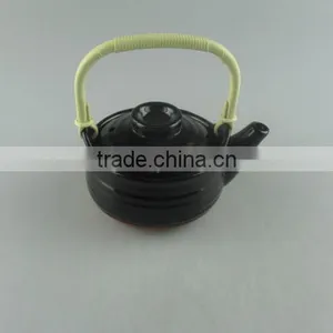 Black-glazed Ceramic Mini Teapot With Plastic Handle thumbnail-1