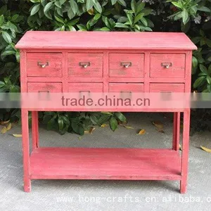 93X37X89CM Red Wooden Table thumbnail-1