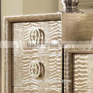 Unique Design Crocodile Texture PU Covering MDF Storage Cabinets With Display Chests thumbnail-3