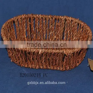 Hand-woven Water Hyacinth Storage Basket With Metal Frame thumbnail-1