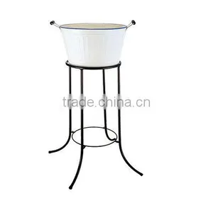 White Metal Wine Beer Ice Bucket Party Planter With Shelf thumbnail-1