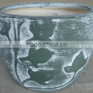 Indoor Wash Vase - Indoor Pottery With Round Rim and Pattern Outside thumbnail-1