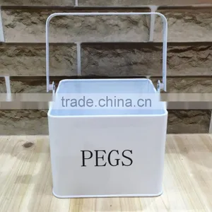 New Metal Peg Box Storage Organizer Basket With Handle thumbnail-2