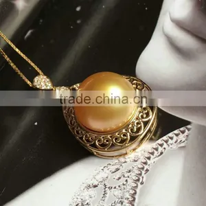 Wholesale 11-12mm Golden South Sea Pearl Pendant thumbnail-1