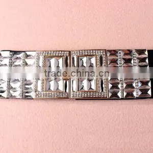 Wholesale Rhinestone Paved Alloy Buckle Elastic Sex Women Lady Waist Belt thumbnail-4