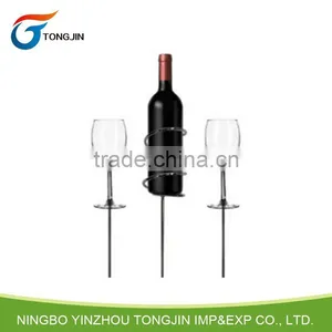 Metal Material Beach Wine Bottle and Glass Stakes Picnic Holder thumbnail-1
