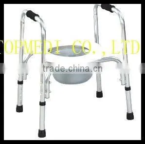 Hospital Chairs Aluminum White Upholstery Bedside Commode Chair for Invalid or Disabled Person thumbnail-1