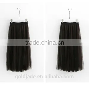 2016 Customized Manufacture Fashionable Wholesale Women's Plain Color Chiffon Double Layer Ladies Skirt thumbnail-5