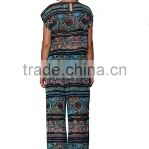 2015 Latest Fashion Women Round Neck Design Print Top Set thumbnail-3