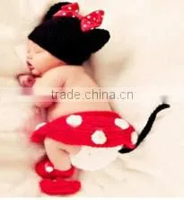 Handmade Crochet Minnie Costume Baby Crochet Outfits Baby Photography Props thumbnail-1
