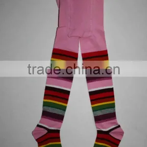 Cotton Tights With Rainbow Striped thumbnail-1