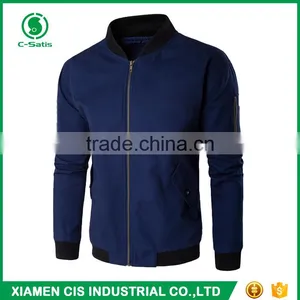 High Quality European Style 100% Polyester Windproof Zippered Plain Bomber Jacket for Men thumbnail-2