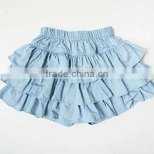 Denim Clolr 3 Layers Ruffle Shorts Stylish Kids Clothes Girls Shorts Wholesale thumbnail-2
