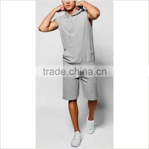 Guangzhou Custom Logo and Print Shorts And Sleeveless Hoodie Sport Tracksuit thumbnail-2
