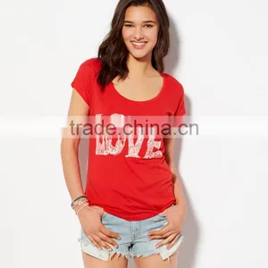 Ladies Tshirts With LOVE Printing on Front thumbnail-1