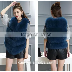 2016 New Arrival Full Pelt Fox Fur Gilet Women Fashion Whole Skin Fox Fur Vest Factory Wholesale Retail OEM Low Discount thumbnail-3