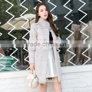 New Genuine Rex Rabbit Fur Women's Ultra Long Outerwear Fashion High Quality Fur Coats Fur Clothing thumbnail-1