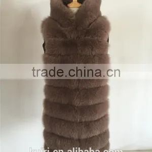 Real Fox Fur Vest Women 2015 Winter New Fashion Slims Medium Long Genuine Natural Mink Fur Vests Female Casacos Mex Fur Poncho thumbnail-3