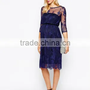 Maternity Lace Midi Dress With Scalloped Detail thumbnail-1