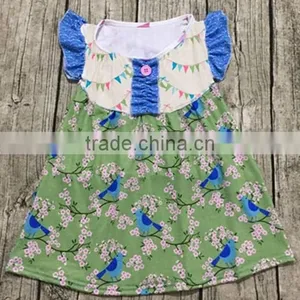 2017 Factory Provide Best Price Baby Clothes 3-5 Year Old Girl Dress Print Colorful Flags Ruffle Sleeve Maxi Dress for Baby thumbnail-1