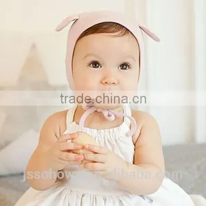 3 Colors In, Cute Rabbit Design, Baby Cotton Hat, Plain Cotton Baby Hats thumbnail-3