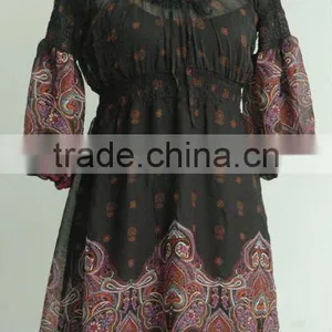 Gypsy Puffball Sleeve Dress thumbnail-1
