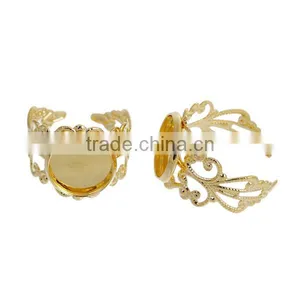 Copper Adjustable Rings Round Gold Plated Pattern Hollow 16.5mm thumbnail-3
