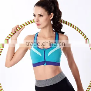 Trade Assurance Shockproof Front Zipper Buttoned Nylon Sexy Women Sports Bra thumbnail-5