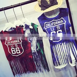 Custom Ladies Sleeveless Sports Wear Sexy Tank Tops Clubwear For Women Tassels For Garments thumbnail-3