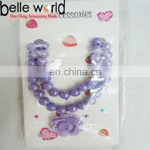 Purple Plastic Pearl Girls Rose Necklace For Kids thumbnail-1