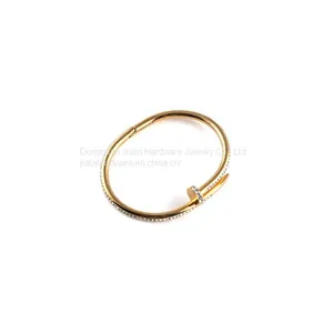 Fashion Stainless Steel Rhinestone Nail Style Openable Bangle Bracelet for Women Girl Jewelry thumbnail-2