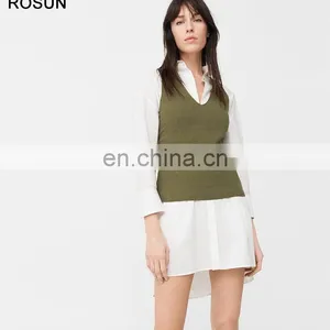 100% Cotton Knit Top for Women as Sleeveless V Neck Sweater of Plain Clothing thumbnail-1