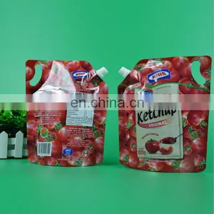 China Factory Wholesale Laminated Aluminum Foil Red Ketchup Liquid Packaging Stand up Spout Pouch thumbnail-5