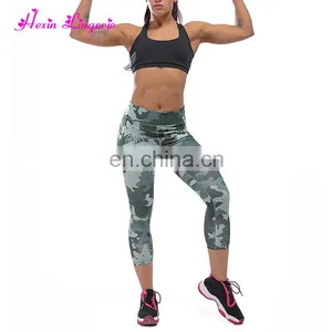No Moq Wholesale Capri Tight High Waist Camouflage Printed Yoga Pants thumbnail-4