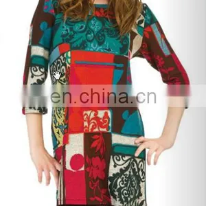 Wholesale Knitted Sweater Fabric Palace Prnit Women Short Dress thumbnail-3