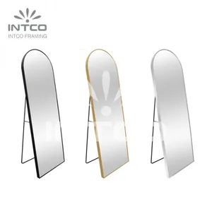 Modern Arched Full Length Mirror With Stand, Framed Full Length Mirror, Aluminum Framed Full Length Mirror thumbnail-3