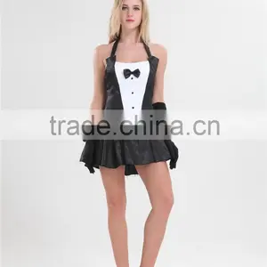 2016 Wholesale Adult Cosplay Sexy Bunny Costume Black Dress Fancing Costume thumbnail-4