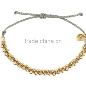 Girls Gift Pink Wax Cord Braided Metal Bracelet for Friend 2015 New thumbnail-3