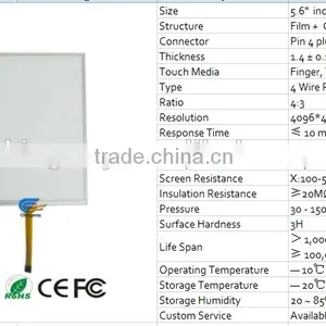 Industrial Control Flim+Glass 5.6" Resistive Lvds Touch Panel for GPS thumbnail-3