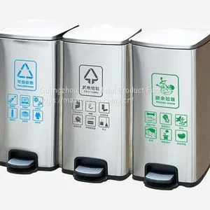 MAX-218H-A Indoor 3 Compartment Hotel Pedal Bin for Hospital thumbnail-1