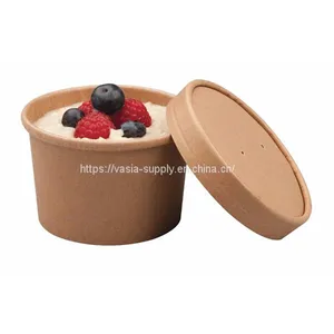 Souper Food Container 26oz Kraft- Large Takeaway Soup, Ice Cream Container- Brown Microwavable Souper Cups thumbnail-3