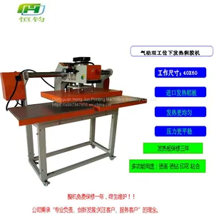 Embroidery Under Heating Double Station Glue Press Pneumatic Small Glue Stripping Machine Garment Pneumatic Heat Press Machine thumbnail-2