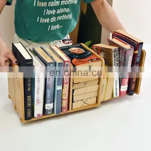 Bamboo Desktop Shelf Adjustable Countertop Bookcase Office Supplies Adjustable Desk Storage Organizer Accessories Display Rack thumbnail-2